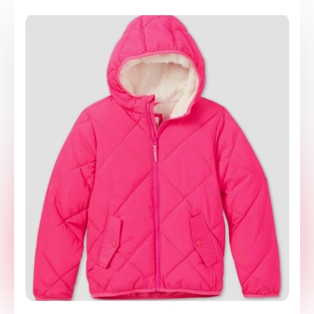 NWT Cat & Jack Neon Pink Hooded Coat size Small